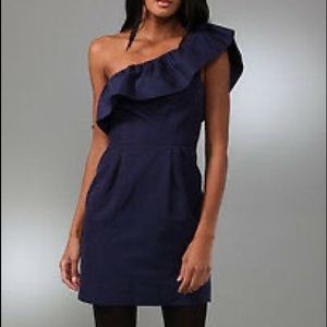 Rebecca Taylor One Shoulder Ruffle Party Dress